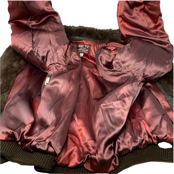 VTG Avec Tu Faux Fur Borg Textile Short Waist Brown Teddy Bear Coat ILGWU USA L - Picture 10 of 16